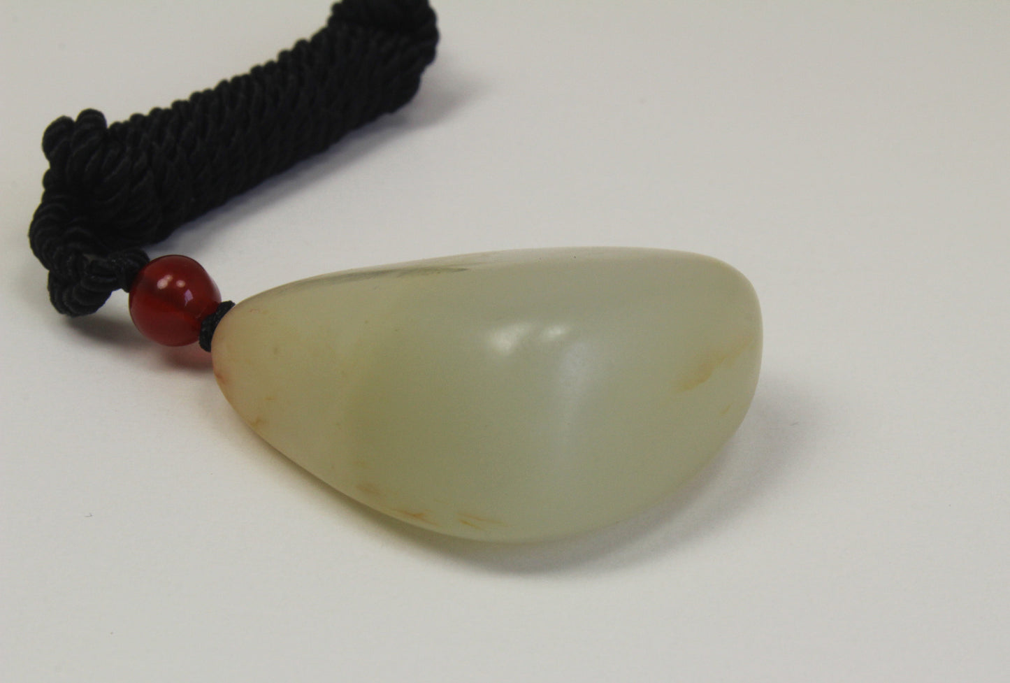 Translucent White Jade stone form Pebble Pendant 玉吊坠