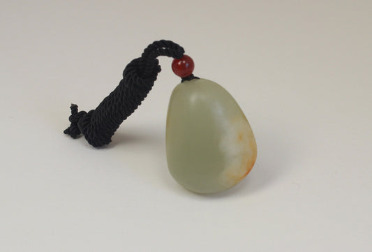 Translucent White Jade stone form Pebble Pendant 玉吊坠