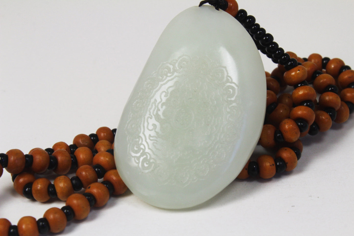 Translucent White & Brown Jade Carved Buddha 和田玉糖白佛公挂件