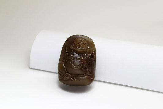 Dark Brown Jade Carved Buddha Pendant/ Amulet 和田糖玉佛公挂件/手把