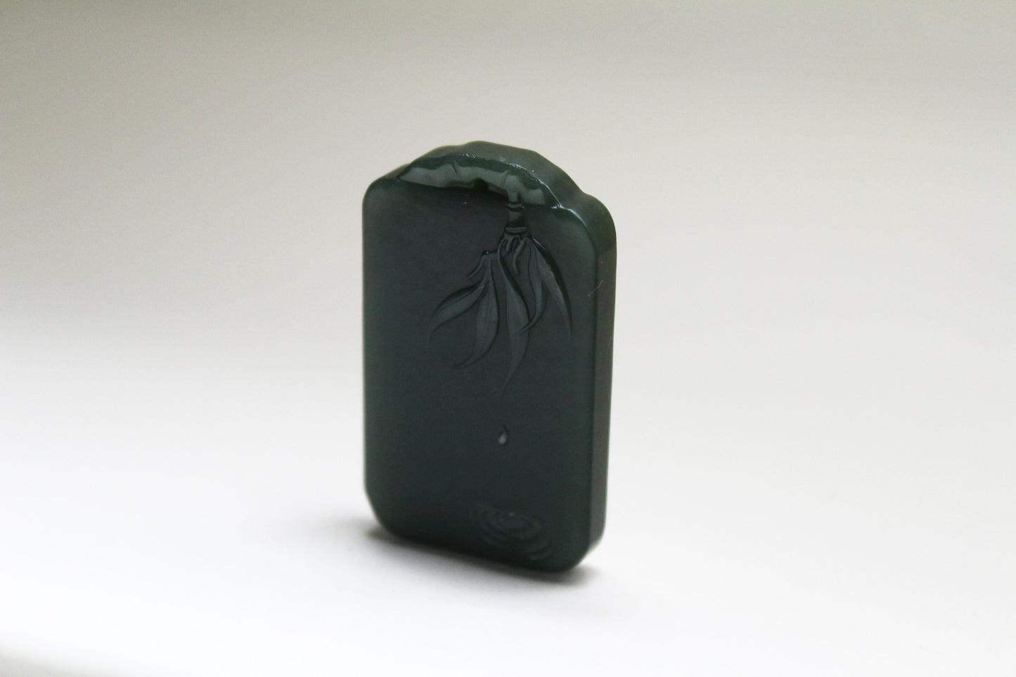 Green Jade Carved Bamboo Amulet / Pendant 和田青玉竹牌挂件