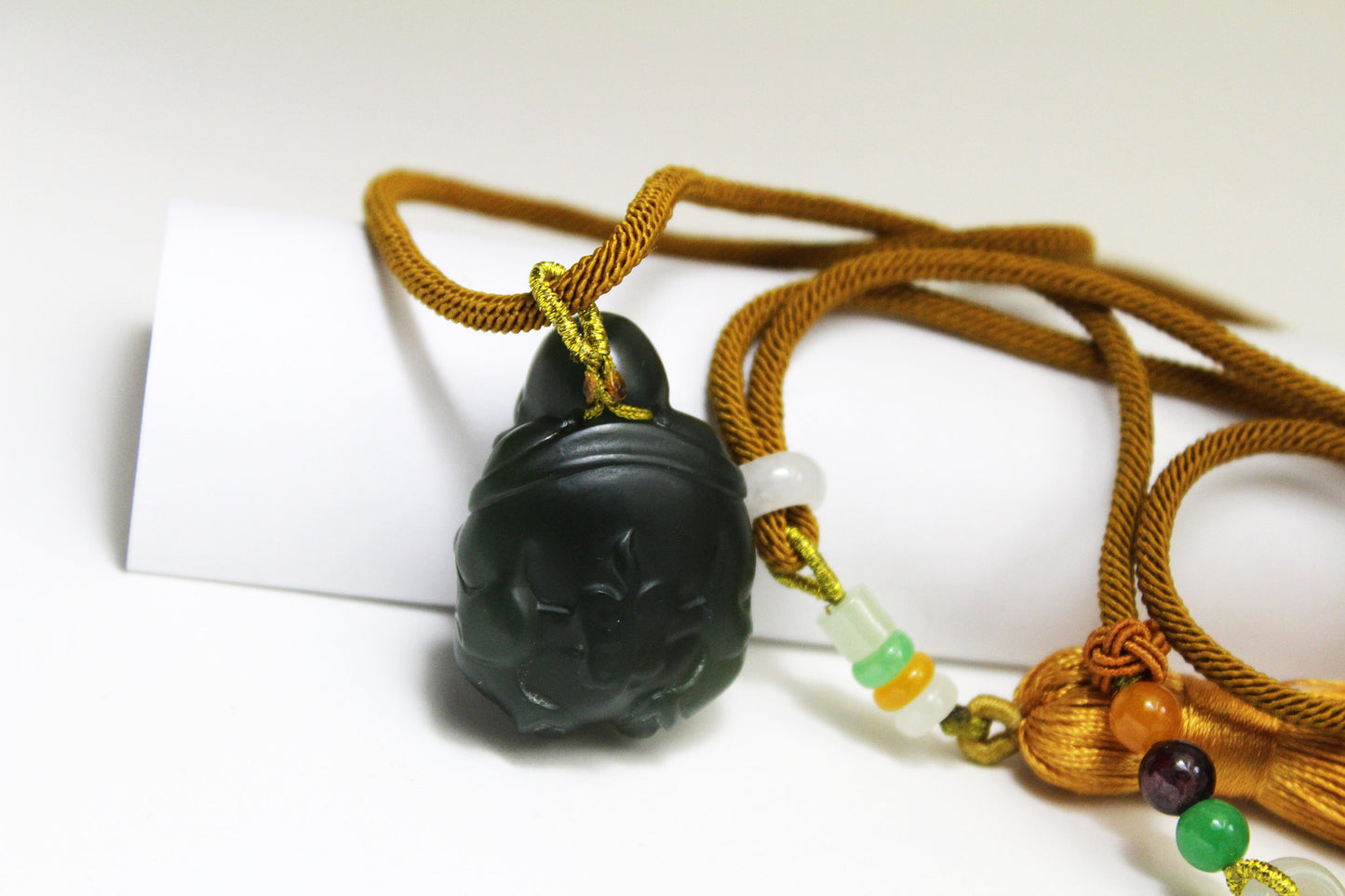 Green Jade Carved Buddha Amulet/Pendant 和田玉绿佛公吊坠