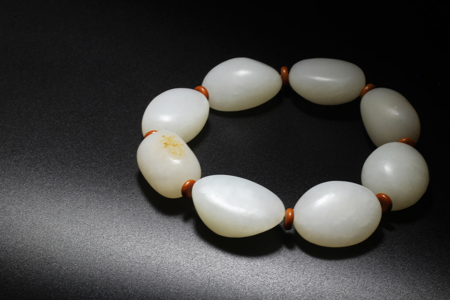 White Jade Stone form Pebble Bracelet 和田玉随型手串