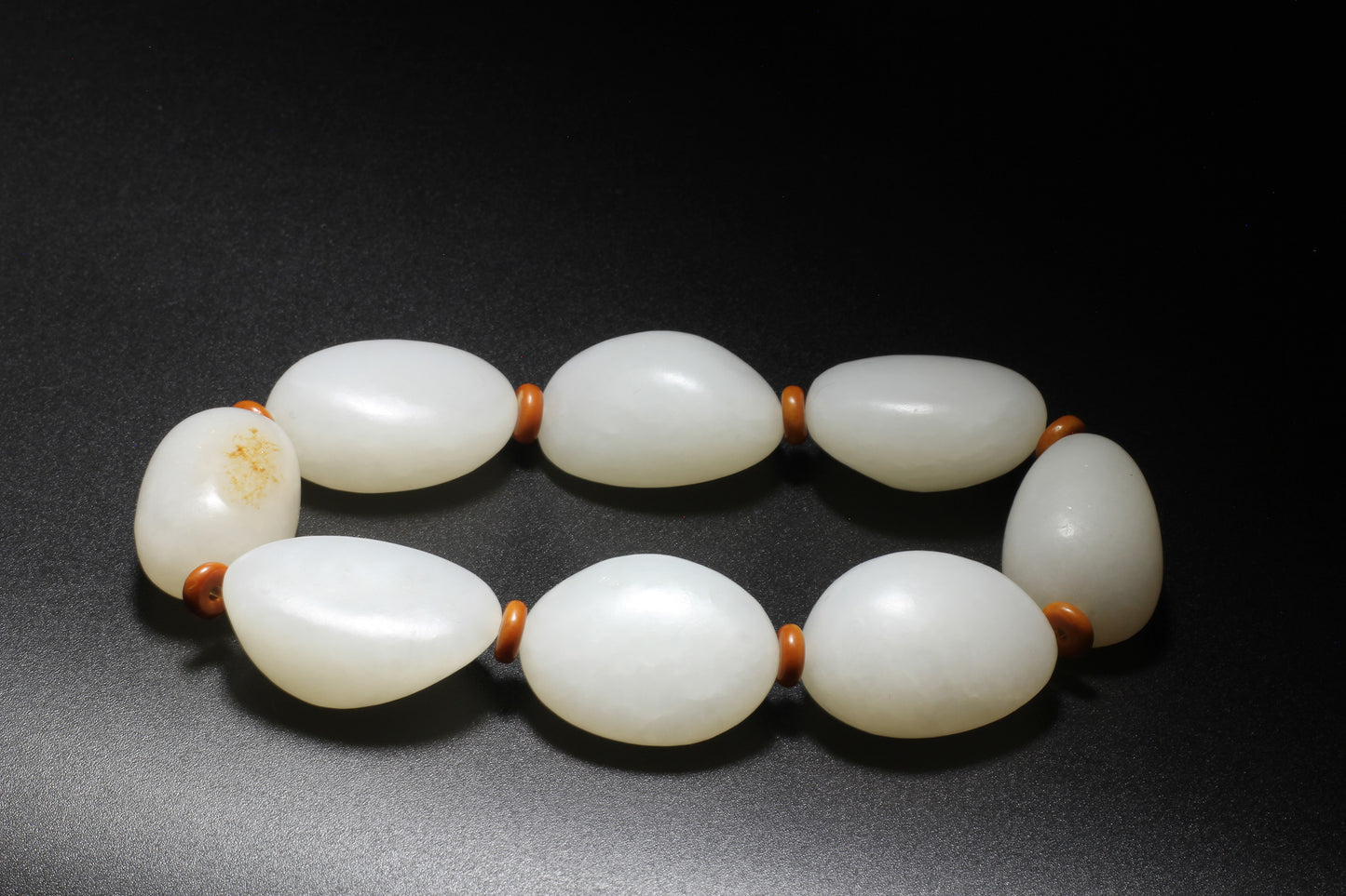 White Jade Stone form Pebble Bracelet 和田玉随型手串