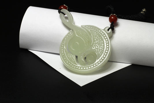 Translucent White Jade Carved 2 pieces of Pendant 和田玉吊坠一对