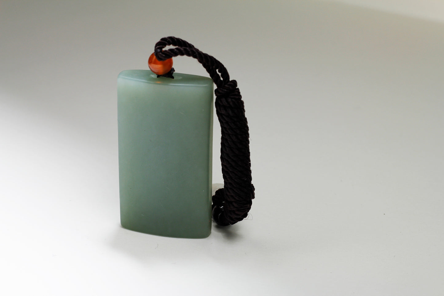 Translucent Green Jade Carved Amulet/Pendant 和田玉青色无事牌