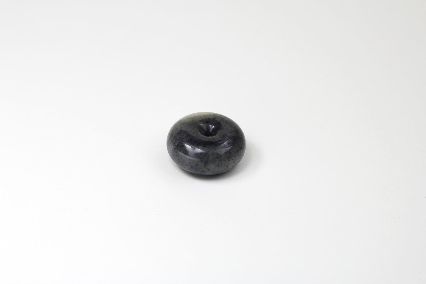 Translucent Grey Jade Carved round shape Luck Donut Pendant / Amulet 和田玉青花平安扣