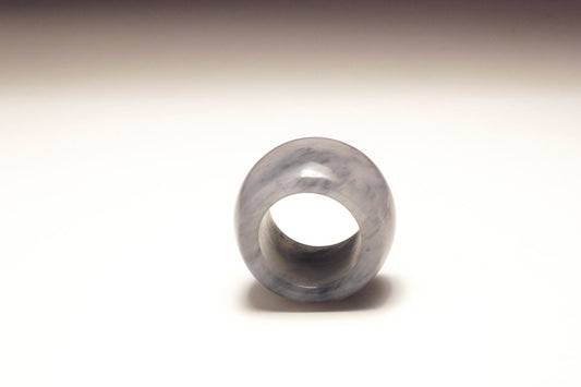 Translucent White mix Grey Jade Ring 和田玉青花扳指